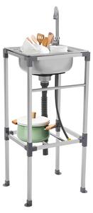 Elzusha - Lavello da cucina freestanding in acciaio inossidabile con rubinetto a 360°