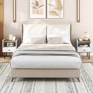 Costway Comodino tavolino da letto con cassetto e ripiano aperto per soggiorno, Comodino camera da letto e spazi ridotti Bianco