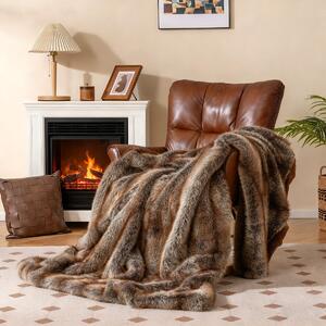 Costway Coperta in pelliccia sintetica morbida e soffice pelliccia sintetica di volpe, Coperta plaid di lusso spesso caldo per letto