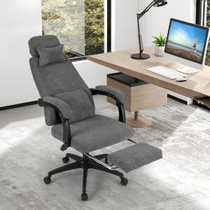 Costway Sedia da ufficio reclinabile da scrivania in tessuto con braccioli imbottiti, Sedia poltrona esecutiva ergonomica