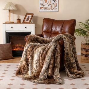 Costway Coperta in pelliccia sintetica morbida e soffice pelliccia sintetica di procione, Coperta plaid di lusso spesso caldo per letto