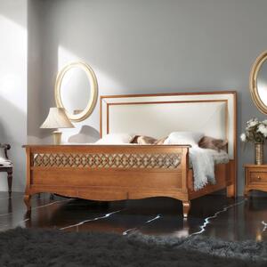 Letto matrimoniale classico imbottito ecopelle legno bassano 182x215x130