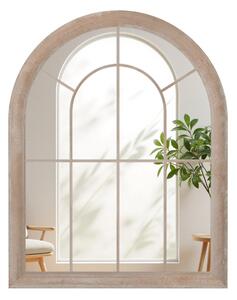 Costway Specchio a finestra grande specchio ad arco da parete con cornice metallica, Specchio a finestra rustico 88 x 69,5 cm Grigio