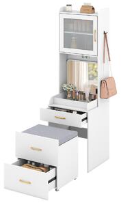 Costway Toeletta con specchio ribaltabile tavolo trucco salvaspazio con cassetti, Toeletta comodino alto per camera da letto