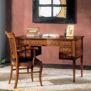 Scrivania 7 cassetti legno intarsiato bassano 120x60x80
