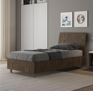 Letto Singolo con Testata Inclinata Modello DEMAS Dimensioni 80x190 cm Posizionabile in Poco Spazio Essenziale Colore Noce