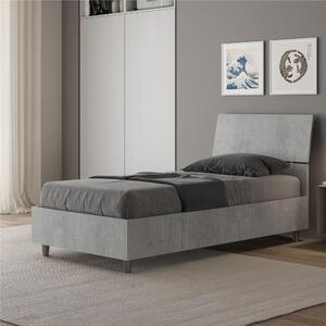 Letto Singolo con Testata Inclinata Modello DEMAS Dimensioni 80x190 cm Posizionabile in Poco Spazio Essenziale Colore Cemento