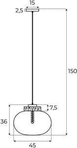 Lampadario MOONSTONE in vetro bianco-ambra e marmo, 1xE27x7W, metallo, dimensioni: 150x45x45 cm, IP20, Maxlight