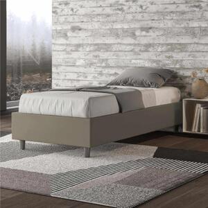 Letto Singolo Imbottito similpelle Modello AZELIA Senza Testiera Dimensioni 80x190 cm Posizionabile in Poco Spazio Essenziale Colore Cappuccino