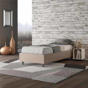 Letto Singolo Imbottito similpelle Modello AZELIA Senza Testiera Dimensioni 80x190 cm Posizionabile in Poco Spazio Essenziale Colore Tortora