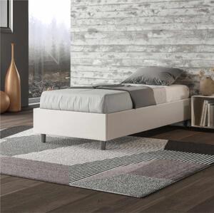 Letto Singolo Imbottito similpelle Modello AZELIA Senza Testiera Dimensioni 80x190 cm Posizionabile in Poco Spazio Essenziale Colore Bianco Frassino