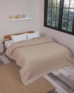 Coperta letto beige, 220 x 240 cm - Tessuto waffle in cotone 100% - Stampa su entrambi i lati - Coperte morbide - Adatta per divani/letti - Vestibilità confortevole - Coperta