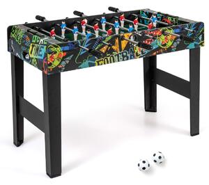 Costway Tavolo da calcio balilla gioco 2 in 1 con gambe rimovibili, Tavolo da calcio balilla libero con 2 palline Nero