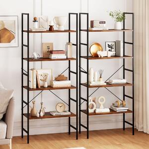 Costway Libreria a 5 ripiani scaffale alto 160cm con mensole industriali e struttura in metallo, Libreria organizzatore moderno rustico