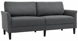 Divano 3 Posti 191x79x87 cm con Seduta Profonda e Imbottitura Spessa in Tessuto Grigio Scuro
