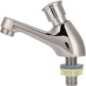 Rubinetto per lavabo a risparmio idrico - Con pulsante - Ritardo temporizzato - In ottone - Filettatura G1/2 - Lunghezza 14 cm - Rubinetto a pulsante