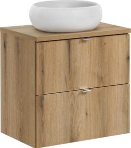Mobile Bagno 60 Cm Con Lavabo Da Appoggio E Piano In Rovere