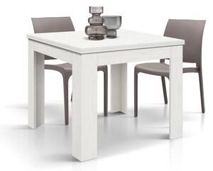 Tavolo quadrato moderno allungabile a libro bianco frassino 90x90x77