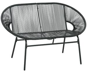 Outsunny Poltrona relax in rattan in stile boho, 132 cm x 72 cm x 83 cm, Nero