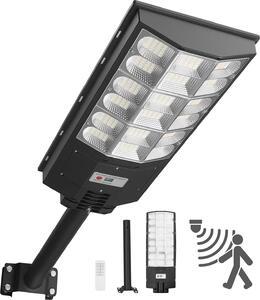 Lampione stradale solare VEVOR da 900.000 lm, lampione da 12 kW, lampada solare con sensore crepuscolare, proiettore a LED con sensore di movimento, IP65, illuminazione esterna grandangolare, per vialetti e cortili