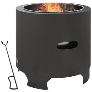 Outsunny Brasero senza fumo per esterno, rotondo e portatile in metallo con attizzatoio - diametro 45 cm - nero