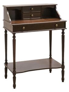 Scrivania classica 3 cassetti legno tinta noce scuro 70x42x88
