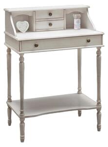 Scrivania 3 cassetti legno shabby bianco anticato 70x42x88