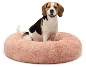 Lionto Donut dog bed, divano rotondo per cani con rivestimento in peluche e borchie antiscivolo, morbido e accogliente, diametro 80 cm, rosa