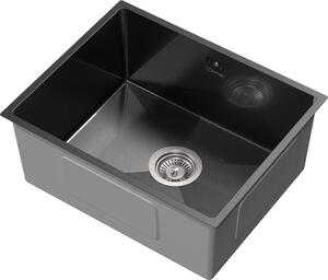ML-Design lavello da cucina con scarico e troppopieno, antracite, in acciaio inox