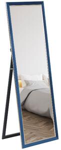 HOMCOM Specchio a Figura Intera 150x50 cm con Cornice in Velluto e Supporto per Soggiorno Camera da Letto Blu