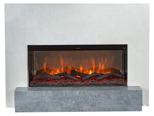 Caminetto elettrico Xaralyn - Santos EL90 - pietra naturale bianca - riscaldamento 1400 Watt - con telecomando - caminetto da incasso incluso - caminetto decorativo