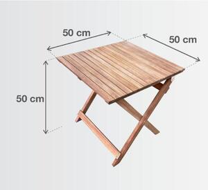 Tavolino da esterno Solis NATERIAL struttura e superficie in acacia marrone per 2 persone 50x50cm