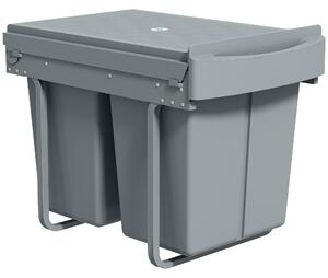 HOMCOM Cestino sotto Lavello 2 Contenitori per Riciclaggio estraibili 2 x 20 L Scorrimento Morbido Gris | Aosom Italy