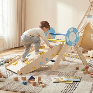 Costway Set da arrampicata a triangolo palestra pieghevole nautica arco rampa scala corda, Gioco montessori blocchi labirinto per bambini cameretta asilo