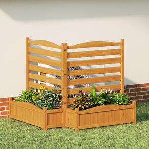 Costway Recinzione condizionatore fioriera schermo privacy legno esterno 2 pannelli, Recinzione autoportante senza scavo decorativa giardino