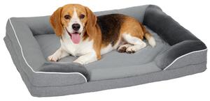 PawHut Letto per Cani Taglia Media Letto per Gatti con Base Antiscivolo Fodera Rimovibile e Lavabile 91,5x68,5x16,5 cm Grigio | Aosom Italy
