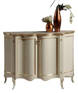 Mobili 2g - credenza madia classica sagomata 2 porte legno avorio oro 124x38x90