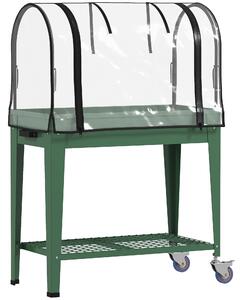 Outsunny Orto Urbano Rialzato con Ruote Copertura a Serra e Ripiano Inferiore per Coltivazione Piante 80x40x120 cm Verde | Aosom Italy