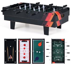 Costway Set di tavoli da gioco 4 in 1 calcio balilla biliardo ping pong, Tavolo multi-gioco hockey accessori per casa sala giochi Nero