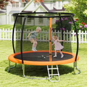 Costway Trampolino da esterno 366 cm con rete di sicurezza e scala, Trampolino ricreativo pesante per bambini e adulti Arancione