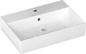 Aqualine Sistema - Lavabo 600x420 mm, con sfioratore, con foro per rubinetto, bianco 10SF50060