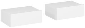 HOMCOM Set di 2 Comodini Sospesi con 1 Cassetto Montati a Parete Stile Moderno per Camera da Letto 40x30x15 cm Bianco | Aosom Italy