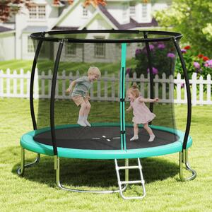 Costway Trampolino da esterno 366 cm con rete di sicurezza e scala, Trampolino ricreativo pesante per bambini e adulti Verde