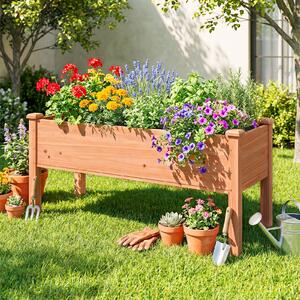 Costway Fioriera rialzata in legno di abete, Kit di legno per giardino per verdure erbe e fiori 120x43,5x51cm Marrone