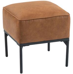 HOMCOM Poggiapiedi Salotto Pouf Basso Rivestito in PU con Gambe in Acciaio Imbottitura Spessa Ottoman per Divano Marrone | Aosom Italy