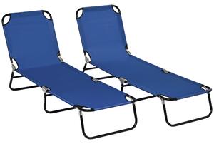 Outsunny Set di 2 lettini prendisole pieghevoli, lettino da giardino con schienale regolabile in 5 posizioni, portata fino a 120 kg | Aosom Italy