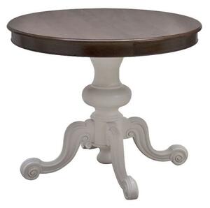Tavolo rotondo allungabile intagliato legno shabby bicolore 120x120x80