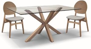 Tavolo moderno fisso legno naturale e vetro 160x90x76