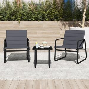 Costway Set bistrò da esterno 3 pezzi metallo moderno piano vetro temperato cuscini rimovibili, Sedie da giardino traspiranti set relax per cortile esterni
