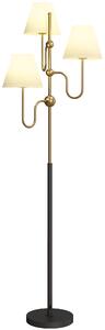 Lampada da Terra Alta con 3 Punti Luce Attacco E27 e Interruttore a Pedale 54x54x165 cm Base in Metallo Oro